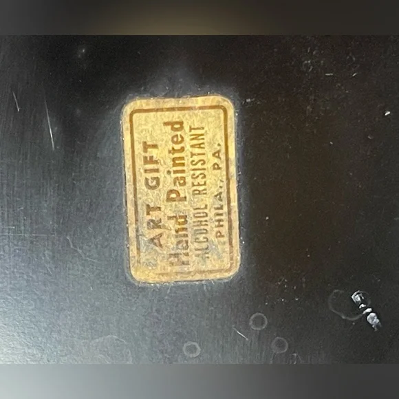 Vintage red metal hand painted toleware serving tray - Picture 12 of 16